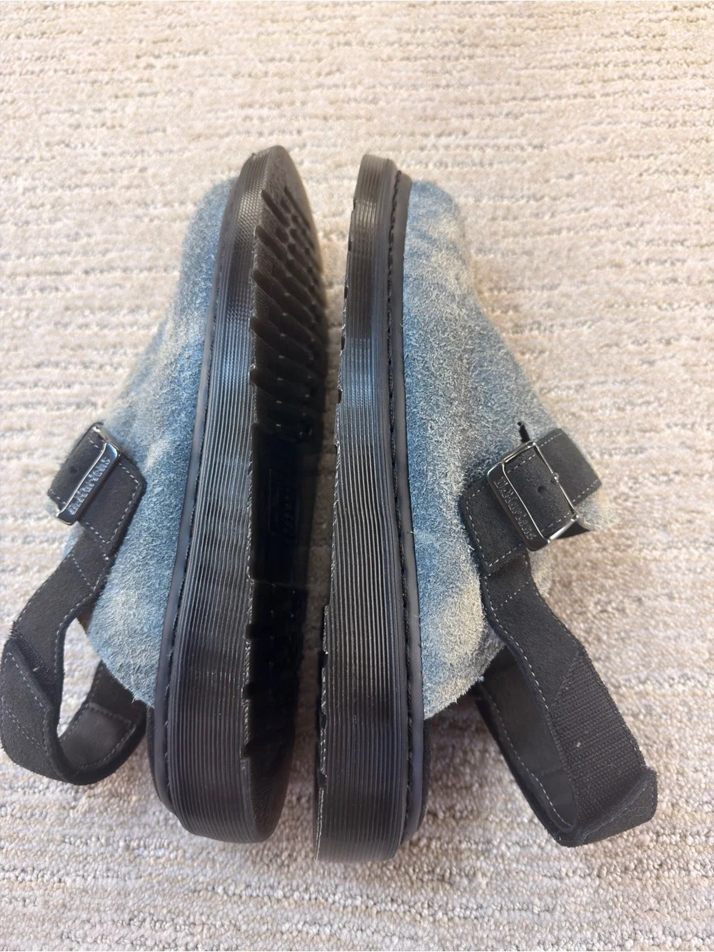 Rare Dr. Martens Jorge II Hairy Suede Slingback Mule Gray/Black Sandals